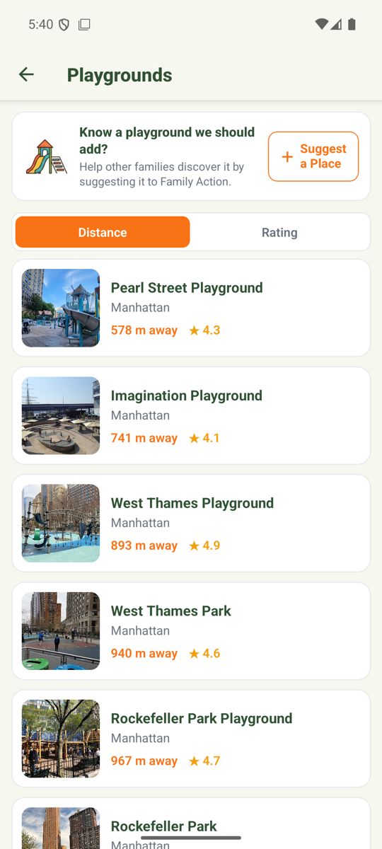 Family Action app â venues near you, sorted by distance